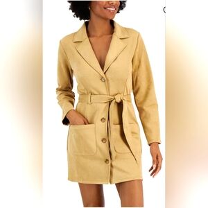 NWT Kit & Sky Juniors' Faux-Suede Tie-Waist Blazer Dress, Sz. XL. MSRP $ 79
